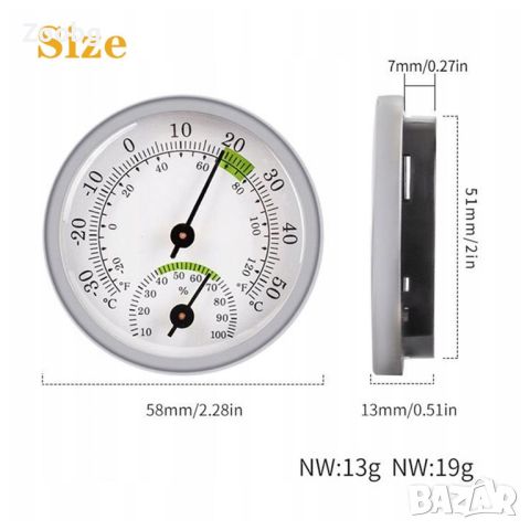 механичен термометър/влагомер, снимка 3 - Други стоки за дома - 45753080