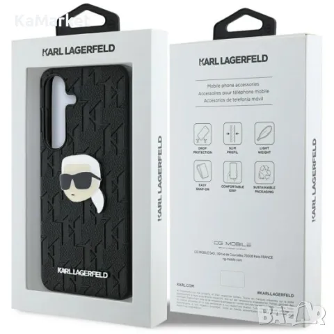 Оригинален кейс Karl Lagerfeld Monogram Pin Logo Karl Head, За Samsung Galaxy S25, Черен и Протектор, снимка 5 - Калъфи, кейсове - 48899187