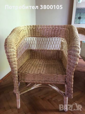Комплект 4 плетени камъшитени столове тип кресло, снимка 2 - Столове - 46433383