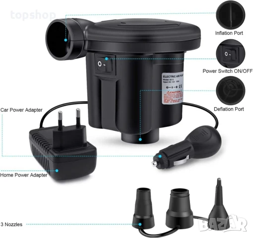 Електрическа въздушна помпа, USB помпа с 3 въздушни дюзи, 2 в 1 надуване и изпускане..., снимка 3 - Други машини и части - 50578598