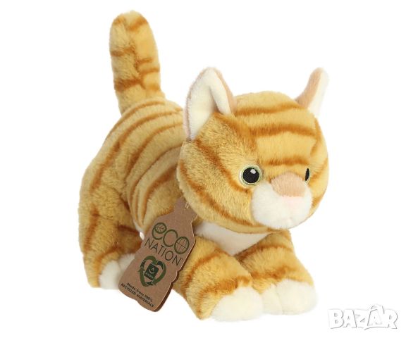 Плюшена играчка Аврора - Еко коте с оранжеви ивици, 15 см.