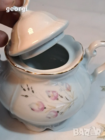 ретро барокова порцеланова захарница завод Сталин Видин 33/2, снимка 3 - Сервизи - 53525236