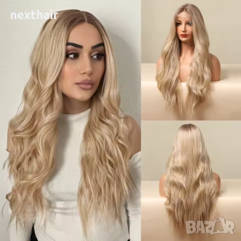 Ефектна омбре руса перука 70 см вълни, дантела 13x4x1