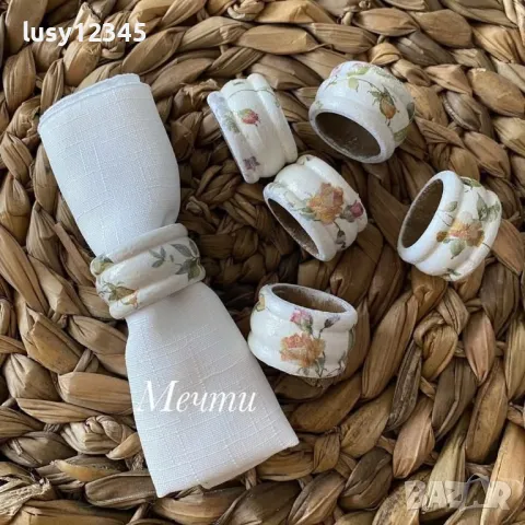 Шест броя пръстени за салфетки с рози!, снимка 2 - Аксесоари за кухня - 50421533