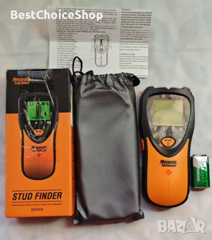 Стенен Детектор / Локатор/ скенер - 5 в 1 с LCD дисплей и звукова аларма за греди, метал, кабели