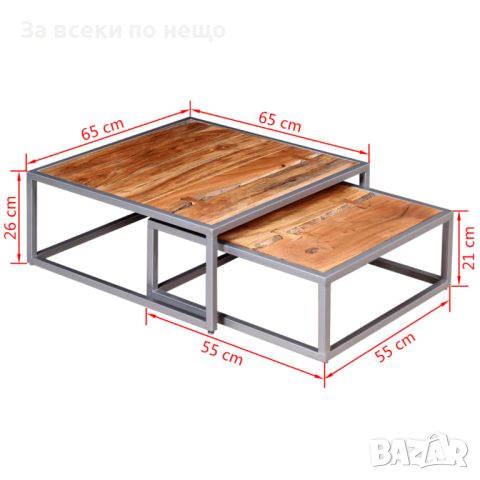 Две маси за кафе, акациево дърво масив, кафяви, снимка 3 - Маси - 45579022