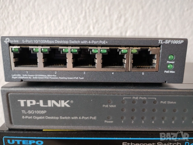 Lot 6 броя POE Switch Utepo TP-link Dahua, снимка 4 - Мрежови адаптери - 54278286