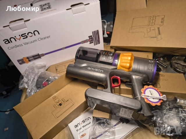 Безжична прахосмукачка Anyson 45000 Pa/550 W/70 мин, 1.6 л батерия, супер тиха, прахосмукачка , снимка 3 - Прахосмукачки - 52489243