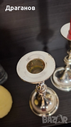 Чифт посребрени свещници, снимка 6 - Антикварни и старинни предмети - 52896536