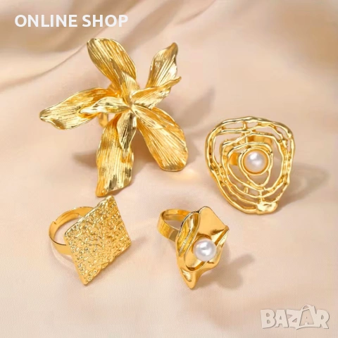 Уникален дизайнерски пръстен златен с филигранен дизайн 18мм, снимка 4 - Пръстени - 53712821