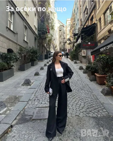 Дамски черен костюм с две части Код LFS342