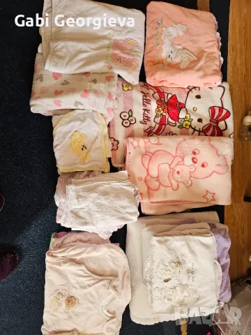 Лот бебешки одеяла,чаршафи и чувалче за сън за момиче, снимка 1