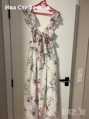  Нова красива кокетна дълга женствена романтична 100% вискоза елегантна рокля флорален принт цветя , снимка 9 - Рокли - 51708351