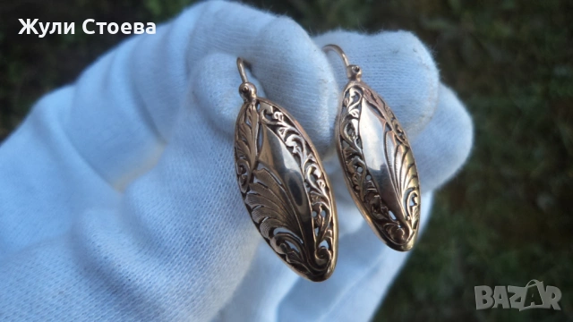 Златни обеци бадеми, снимка 5 - Обеци - 53704189