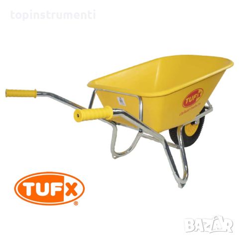 Индустриална строителна ръчна количка TUFX PE100, плътно колело PU, 100 л., 225 кг., снимка 5 - Железария - 45836795