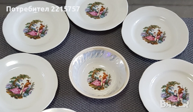 Френски и съвестки десертни чинийки+к-т за торта., снимка 3 - Чинии - 41314211