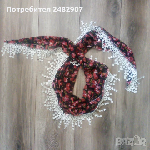 Ефектен дамски шал с дантела, снимка 3 - Шалове - 51273066