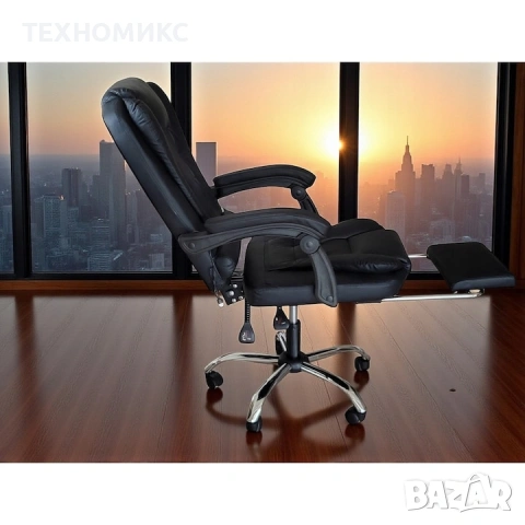 Ергономичен офис стол, функция люлка, поставка за крака, черен, снимка 10 - Други стоки за дома - 53157315