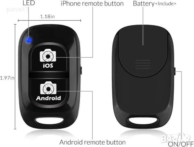 Bluetooth дистанционно за телефон - за снимки и селфита, снимка 6 - Друга електроника - 47583981