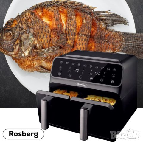 Фритюрник AirFryer Rosberg Premium RP51980N, 1700W, 2съда x 4л., Горещ въздух, Таймер, до 200°C, Чер, снимка 4 - Фритюрници - 46667640