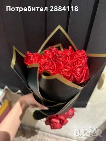 Ръчно изработени рози и колие пръстен + подаръчна кутия , снимка 2 - Колиета, медальони, синджири - 53634662