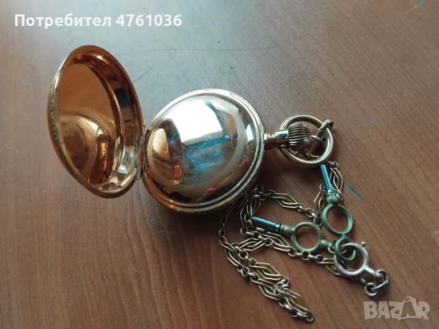 Позлатен джобен часовник "Elgin" с кюстек , снимка 4 - Антикварни и старинни предмети - 54055761