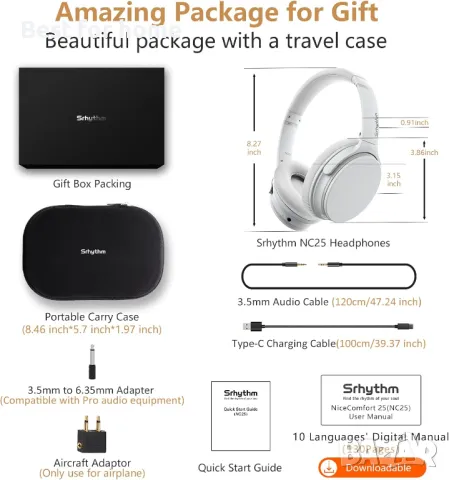 Шумоподтискащи слушалки Srhythm NC25, снимка 6 - Bluetooth слушалки - 49648680