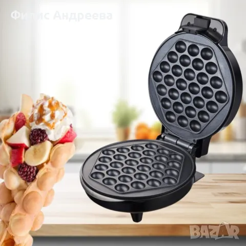 Гофретник за Bubble Waffle Rosberg R51442H 1000W, Черен, 2 ГОДИНИ ГАРАНЦИЯ, снимка 3 - Други стоки за дома - 47758577