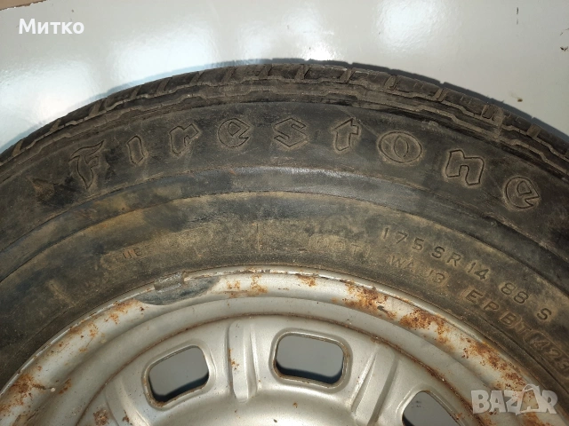 Ретро оригинална джанта 14 ка с гума за Опел Рекорд Е от 80 те години, снимка 11 - Гуми и джанти - 53738327