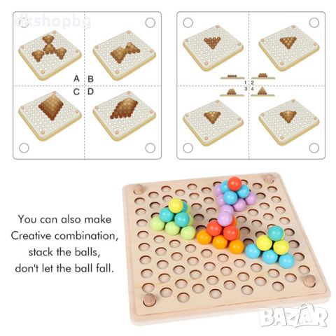 3583 Монтесори играчка детска мозайка от дървени мъниста, снимка 9 - Образователни игри - 45830165