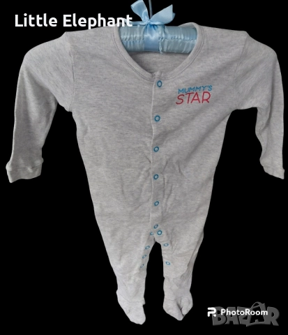 Цяла пижамка ромпърче за 3-6 мес момченце"Mummy's star",сива,Англия/нова