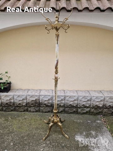 Страхотна антикварна френска подова закачалка бронз оникс 