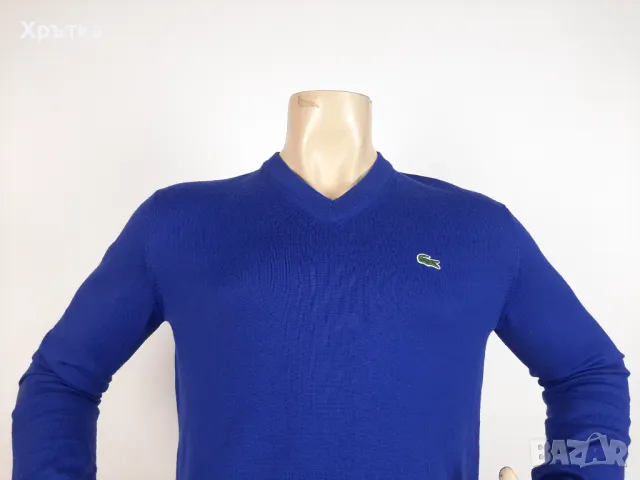 Lacoste V-Neck Sweater - Оригинален мъжки пуловер размер L, снимка 4 - Пуловери - 48481928