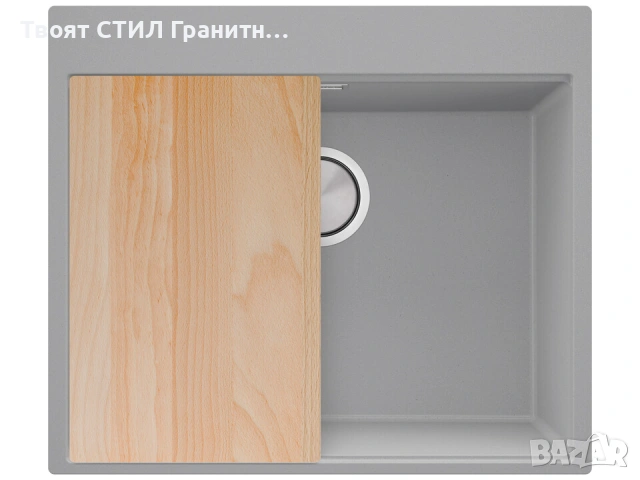 Кухненска Мивка от гранит  Осло XL 500 x 580 mm - Сив, снимка 2 - Други - 37573368