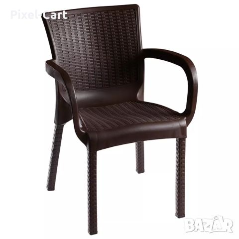 Удобен градински стол от полипропилен - Кафяв, снимка 4 - Столове - 46461272