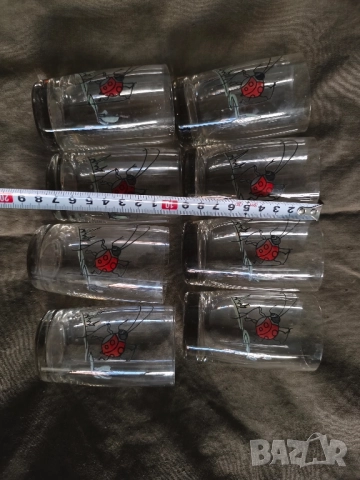 Продавам стъклени чаши с калинка., снимка 3 - Сервизи - 51531277