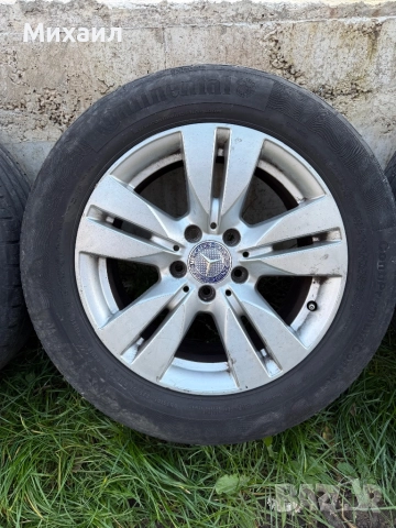 Алуминиеви джанти 16 инча с гуми, оригинални от  Мерцедес Е-клас 8J/16 ET46, снимка 3 - Гуми и джанти - 52430622