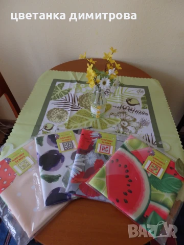 Каре-свеж десен-„сини сливи“!За прекрасно настроение!, снимка 2 - Покривки за маси - 25551894