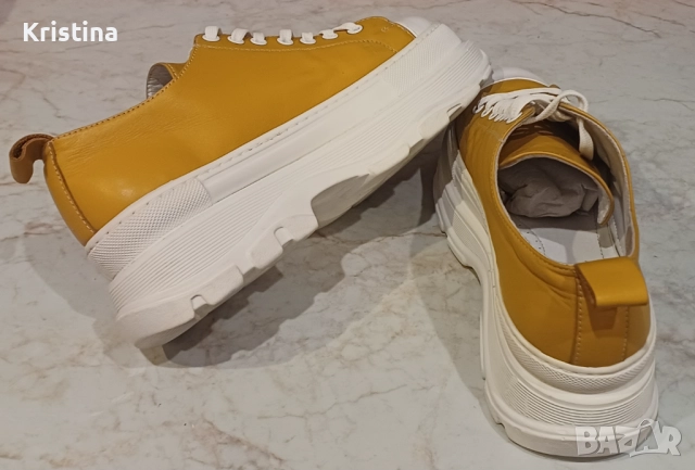 Обувки от естествена кожа в патешко жълто, снимка 3 - Дамски ежедневни обувки - 51725902