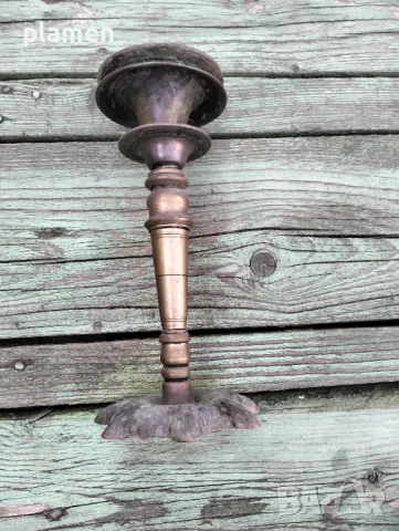 Стар масивен бронзов свещник, снимка 6 - Антикварни и старинни предмети - 50142988