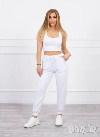 Дамски комплект панталон с бюстие в бяло , снимка 3 - Спортни екипи - 49902806