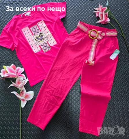 Дамски Комплект Тениска И Панталон - Налични Различни Цветове Код VL-73, снимка 5 - Комплекти - 50423773