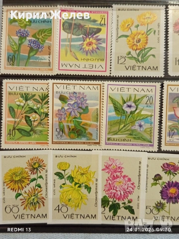 Стари пощенски марки чиста серия ЦВЕТЯ ВИЕТНАМ за КОЛЕКЦИЯ 52110, снимка 2 - Филателия - 53208022