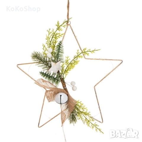 Коледен венец Звезда с LED светлини-30x4x32 см./венец за коледна украса, снимка 2 - Декорация за дома - 52445985