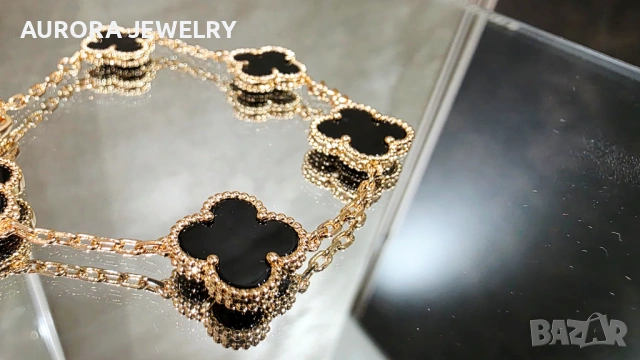 Van Cleef & Arpels VCA 5 Motifs Rose Gold Black Onyx Vintage Alhambra Дамска Гривна, снимка 3 - Гривни - 54062454