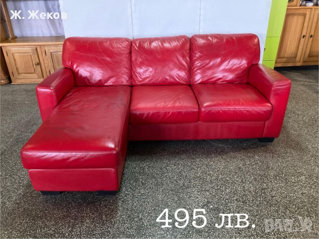 Ъглов кожен диван, снимка 1 - Дивани и мека мебел - 45637647
