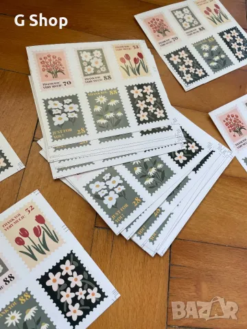 Пощенски марки щампи стикери лепенки за подарък опаковки крафт материал, снимка 3 - Филателия - 49984760