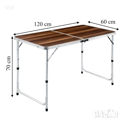 Комплект сгъваема къмпинг маса с 4 стола, Регулируема височина, Дизайн "куфар", снимка 10 - Маси - 53796530