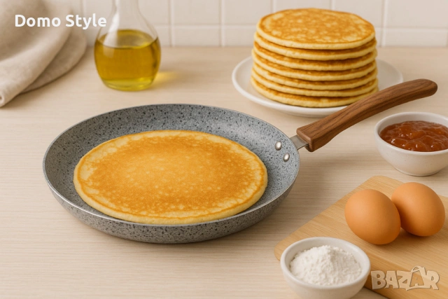 Тиган за палачинки Voltz Siena, Мраморно каменно керамично покритие, Светло сив, снимка 2 - Съдове за готвене - 53265705