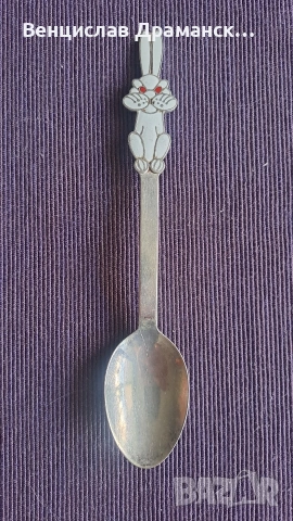 Руска сребърна лъжичка с емайл
